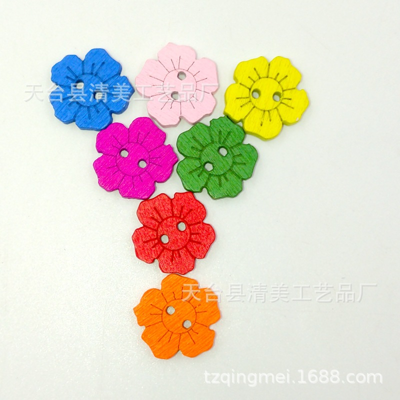 Botones de bricolaje dibujos animados color cinco flores de ciruela hermosa decoración niños color girasol botones 50 por paquete