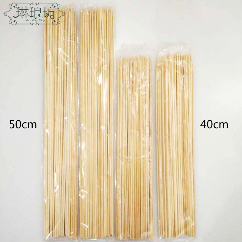 Palo de bambú hecho a mano desechable flagpole bouquet 40/50cm dibujos animados muñeca fresa ramo material floral Accesorios