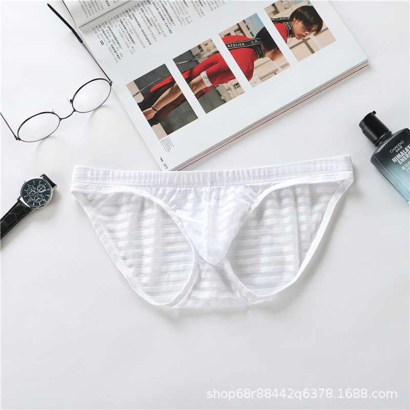 New men's triangle underwear ultra -thin ice wire transparent sex
