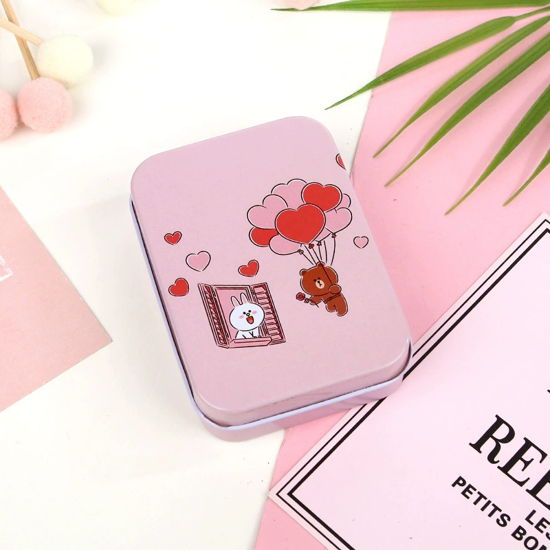 Rectangular metal tin storage box, postcard size, multiple designs, 9×6.5×2.4 cm