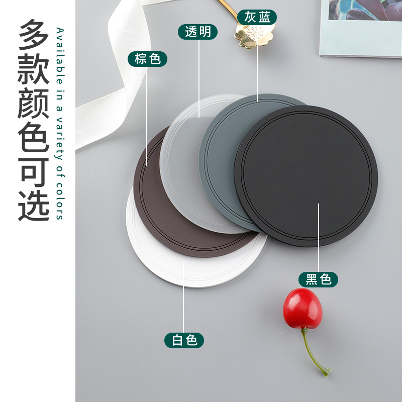 PVC Coaster LOGO creativo redondo aislamiento térmico antideslizante portavasos claro bar tazón estera de pegamento suave montaña de té engrosada