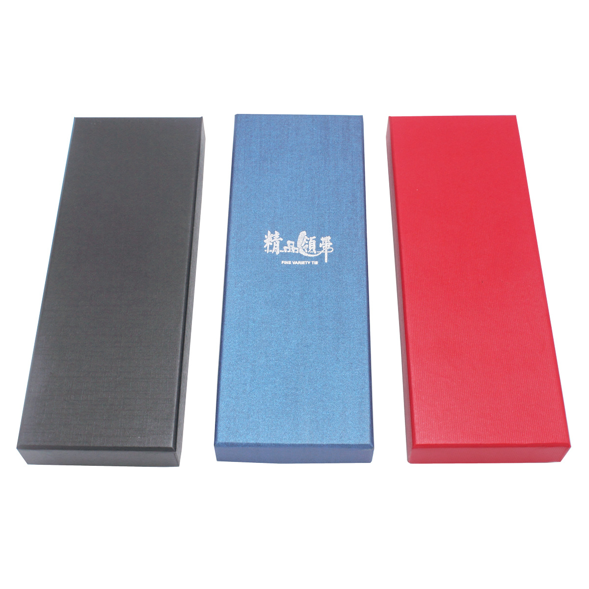 Caja de embalaje de corbata prefabricada del fabricante con tapa, cartón rectangular con caja de corbata dura de color rojo y negro puro, envío gratis