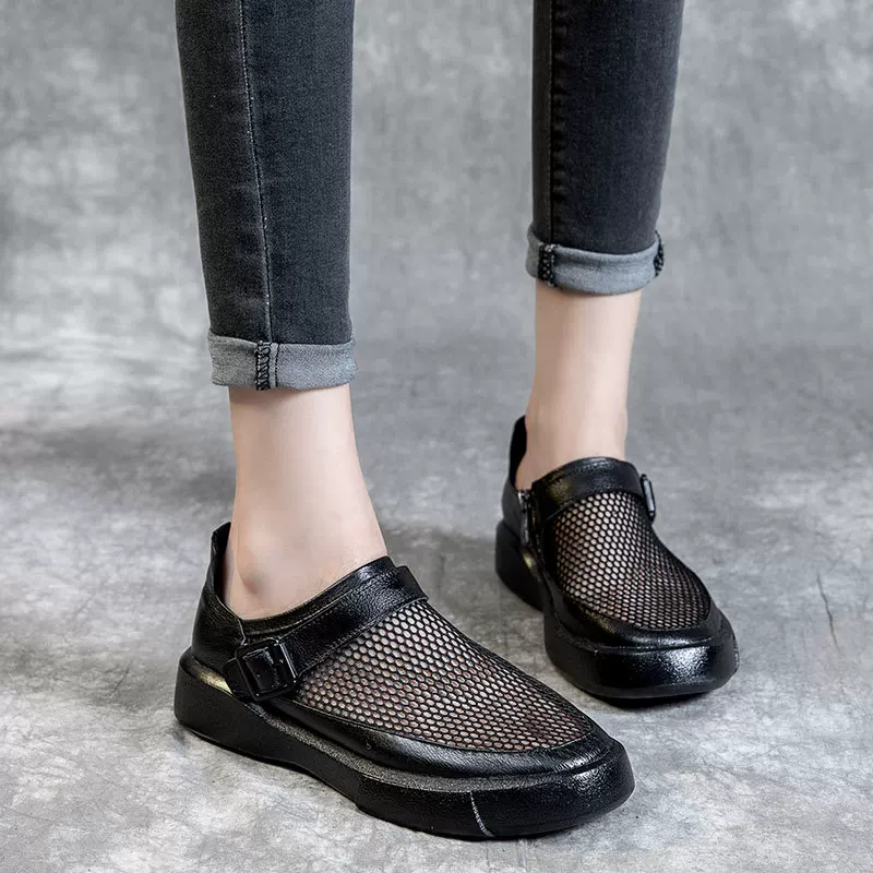 Summer leather sandals, cowhide, plus size
