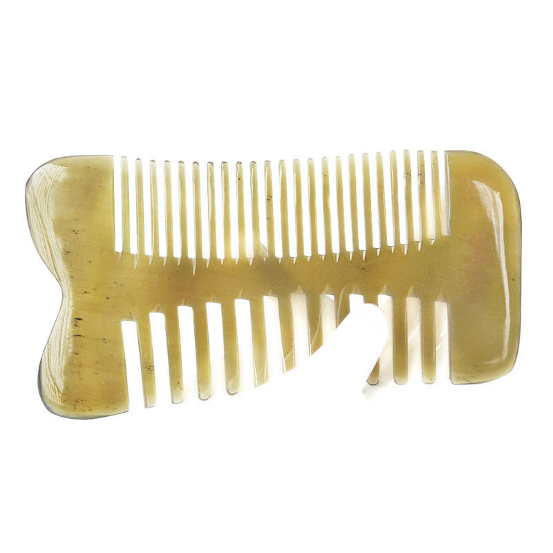 Multi-style Manufacturer Hot Sale Harmony Yak Wide Fine Teeth Double-sided Horn Beard Comb Wholesale_voghion.com