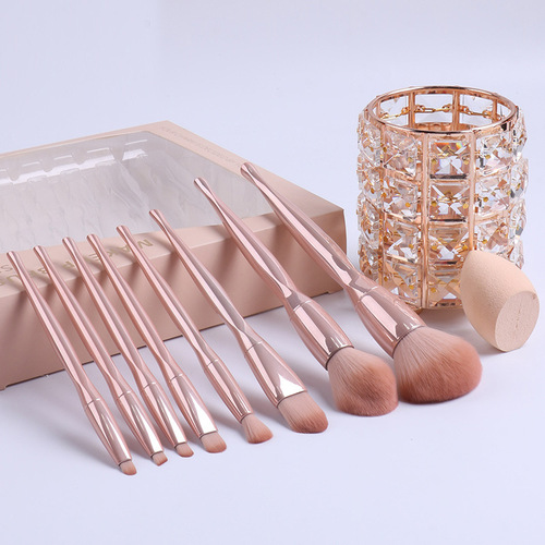 New 8-piece electroplated skin color makeup brush set beauty tools loose powder eye shadow brush blush makeup brush makeup brush