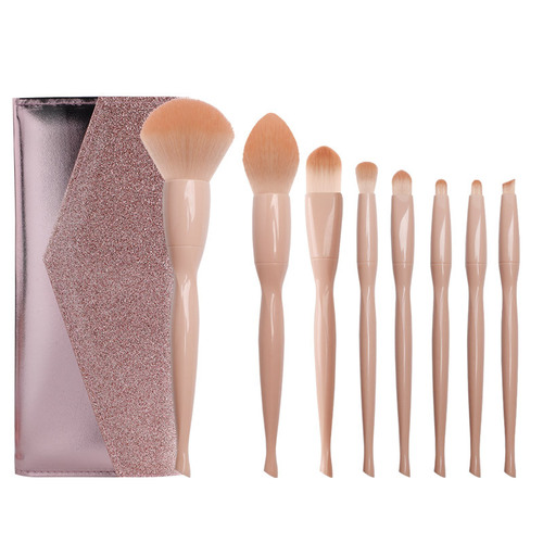 New 8-piece electroplated skin color makeup brush set beauty tools loose powder eye shadow brush blush makeup brush makeup brush