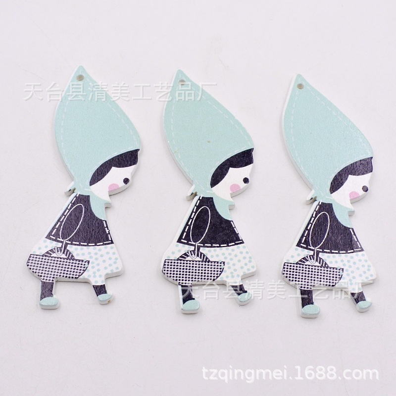 Spot madera colgante de dibujos animados diy etiqueta pintada decoración creativa de manualidades de madera para el hogar