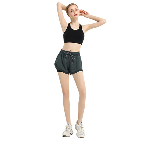Breathable loose sports shorts women's summer anti-exposure three-point yoga shorts stretch hip lift slim running fitness pants