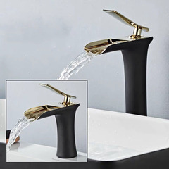 Black gold platform basin under basin faucet bathroom sink faucet cold and hot waterfall faucet bathroom sink faucet
