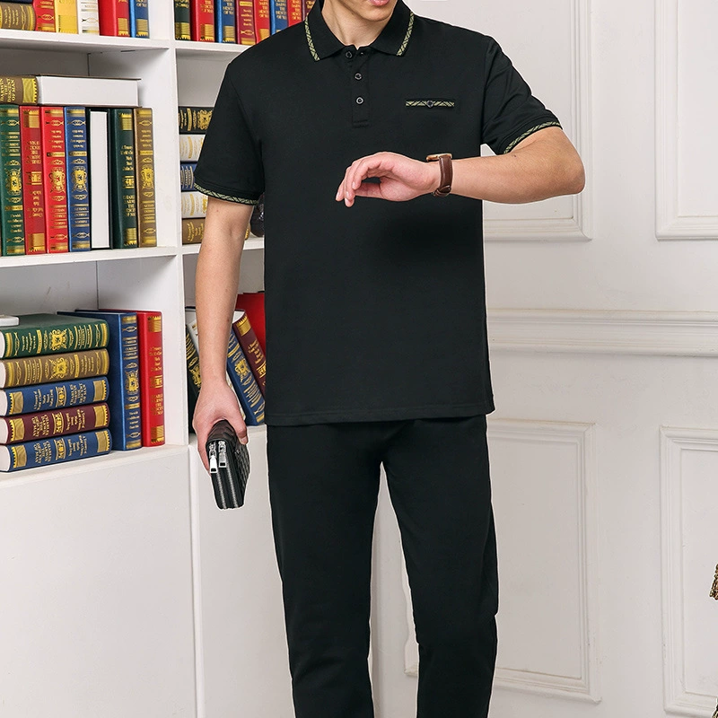 2020 средний и пожилой спортивный костюм рубашка POLO дышащая хлопчатобумажная футболка с короткими рукавами брюки повседневный набор из двух частей папа оптом