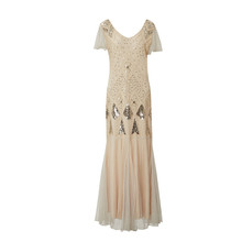 1920亮片晚礼服复古连衣裙大码宴会派对欧美婚纱礼服裙亚马逊跨境