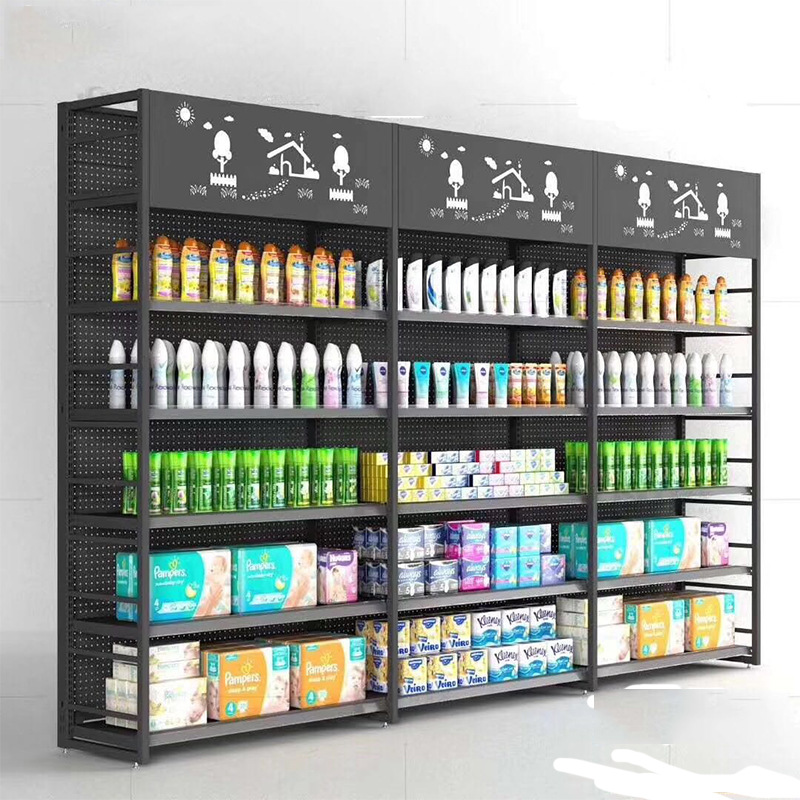 超市便利店货架 单双面可调节全铁超市陈列架 商场百货重型展示架