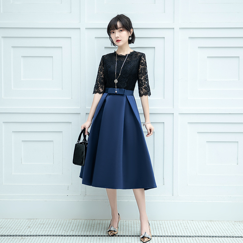Vestido de noche de banquete para mujer 2024 Nuevo vestido elegante de media manga SLIM-Fit adelgazante vestido de media longitud multicolor opcional