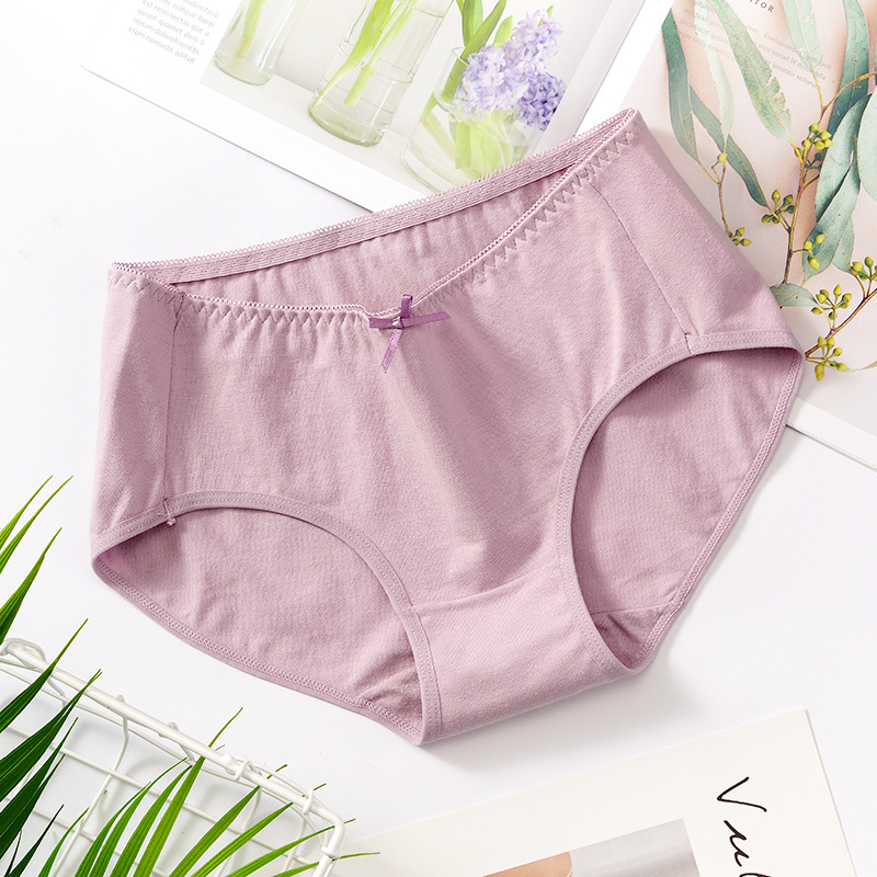 Bragas de mujer con bonito lazo, calzoncillos de mujer de algodón transpirables de cintura media.