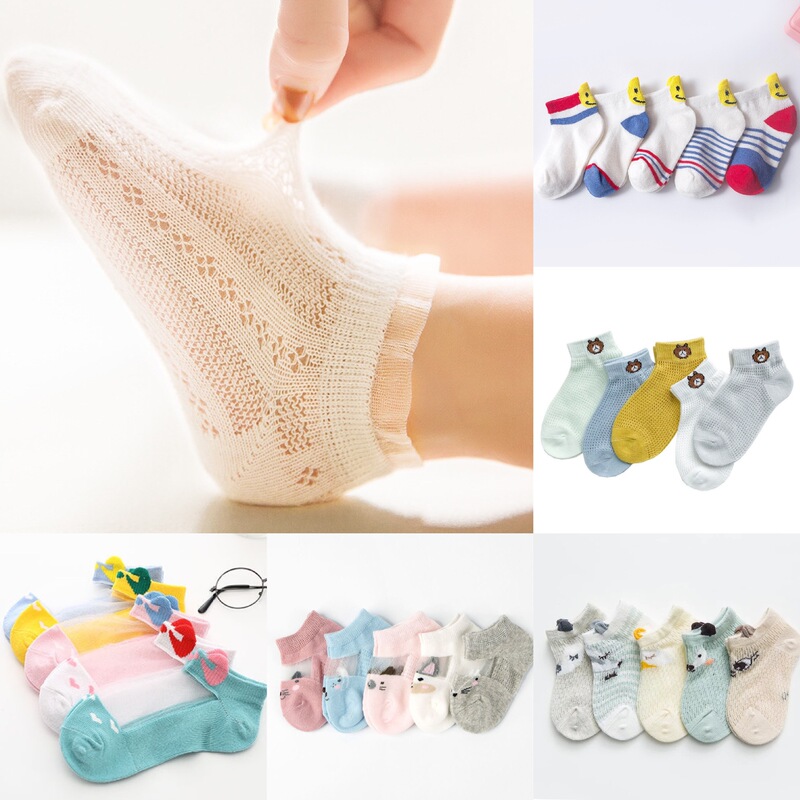 Children's Socks Spring and Summer Cotton Baby Socks Mesh Thin Breathable Ice Silk Men's and Women's Candy Color Manufacturer Wholesale