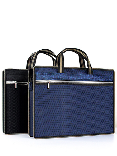 Wholesale waterproof oxford cloth handbags for men and women, double layer conference briefcase, large capacity file bag, printed logo