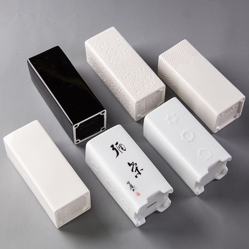 Titular de palillos de cerámica para la tienda de fideos palillos titular de la flor recta tarro de cerámica puro negro titular de la pluma titular de la tabla de almacenamiento