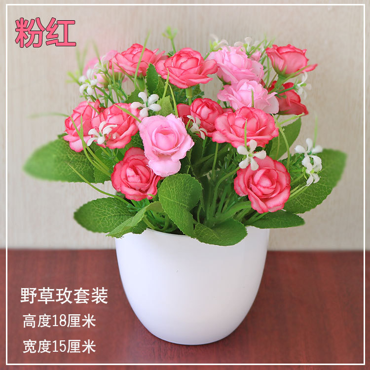 Suministro directo de fábrica tela de seda flor artificial bonsai decoración de escritorio flor falsa olla artificial decoración interior flor decorativa