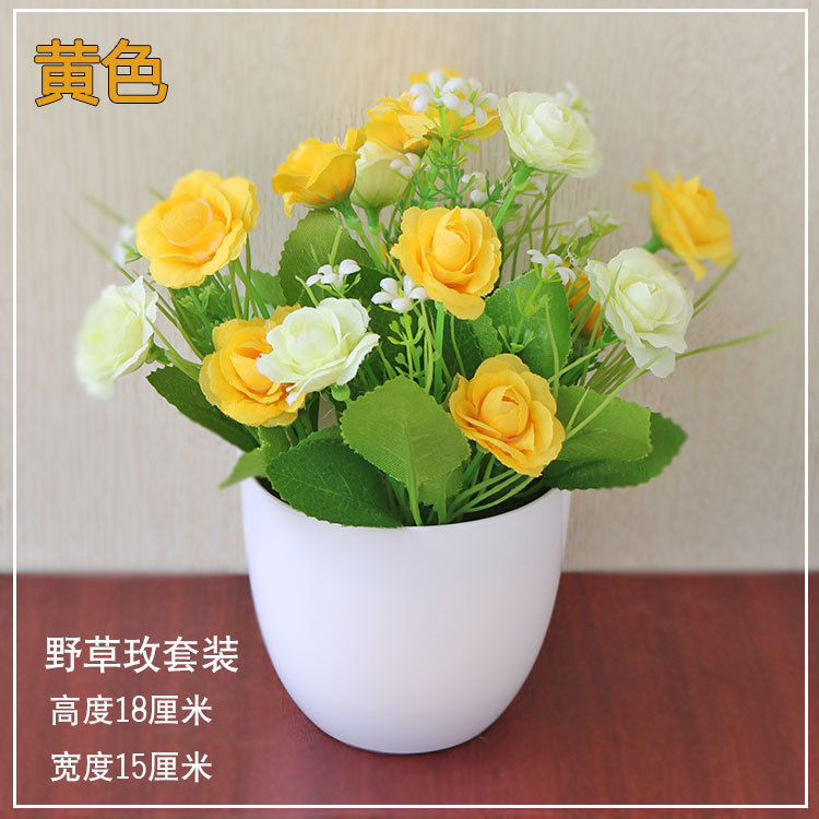 Suministro directo de fábrica tela de seda flor artificial bonsai decoración de escritorio flor falsa olla artificial decoración interior flor decorativa