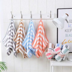 廠家批發珊瑚絨經編彩條洗臉35*75包邊毛巾珊瑚絨毛巾