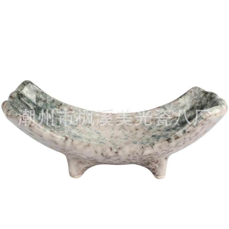 美光烧特色主题餐厅意境创意菜陶瓷餐具用品沙拉色拉盘E431-108