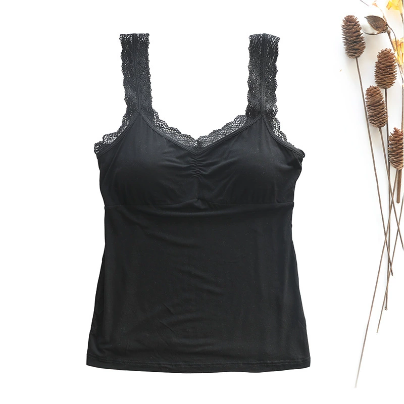 Женский кружевной жилет из модала 3007 с нагрудной подкладкой для беременных, Базовая рубашка с пухленькими девочками больших размеров