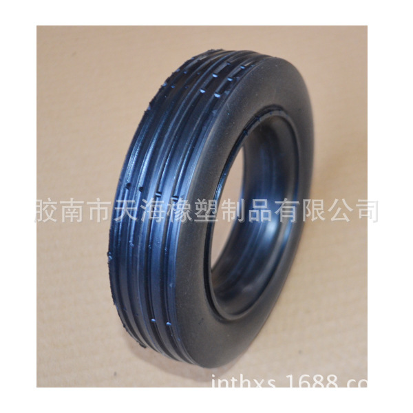 6X1.5 英寸空心直纹胶轮胎应用于工具车行李车手推车邮车草坪机