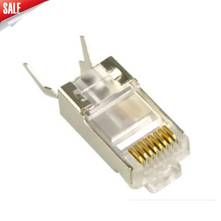 Новый продукт золото- plated семь экран сеть кристаллическая головка CAT7 гигабит шестимиллионная супер шесть золото прокладка RJ45 чистая медь кристаллическая головка