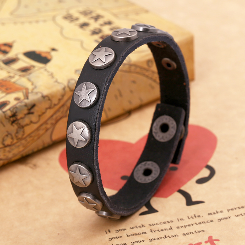 创意 新款牛皮手链 朋克饰品 个性男女同款手链 真皮手链