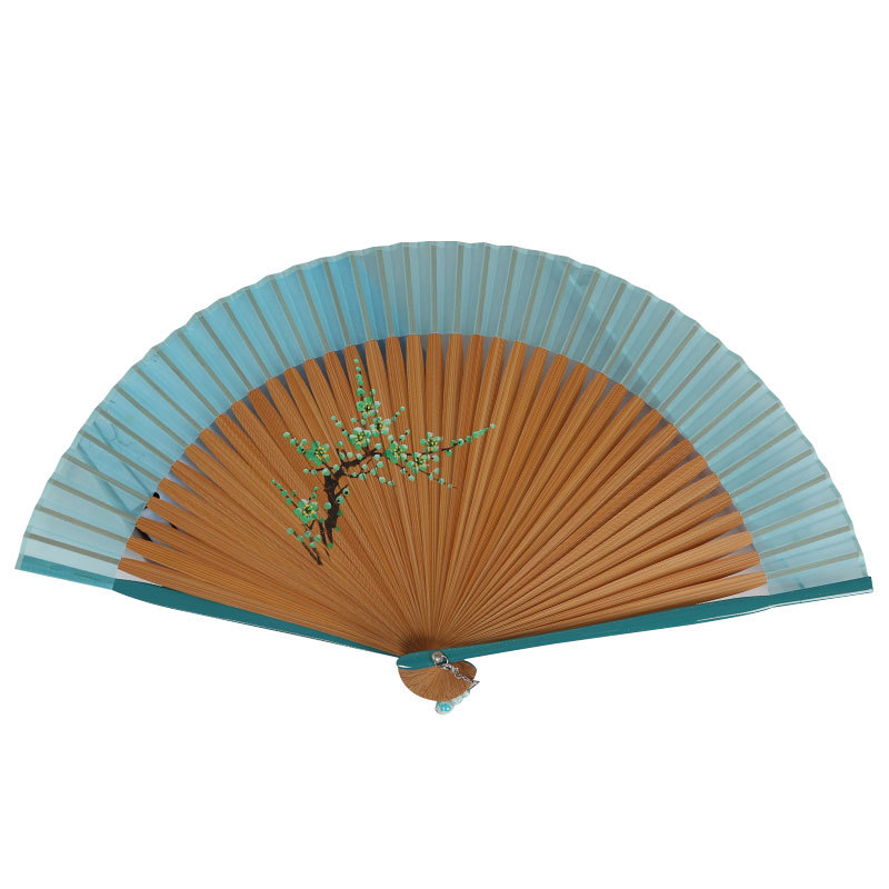 Ventilador de hanfu al por mayor pulido nuevo ventilador de tela de seda pintado a mano Ventilador plegable de estilo chino al por mayor de fábrica estilo antiguo