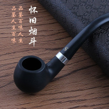 三桥烟具直销手工黑檀木烟斗弯柄烟嘴烟斗过滤芯配件批发一件代发