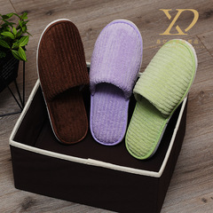 Star-rated hotel guest room disposable coral velvet thickened non-slip guest travel portable slippers wholesale LOGO