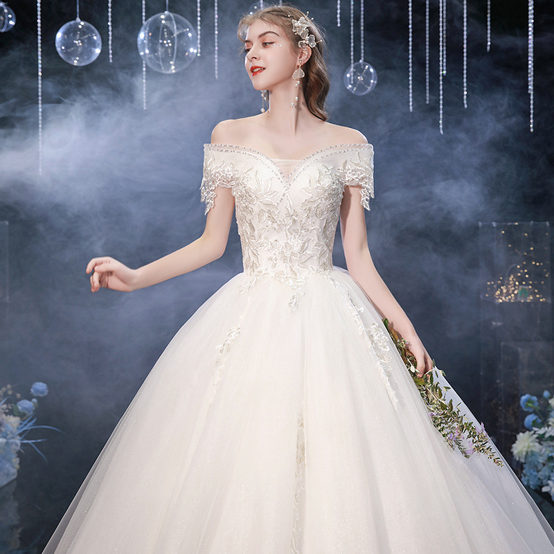 ChicShe ChicShe ChicShe ChicShe 2025 New Off-Shoulder Princess Dreamy Bridal Gown Wedding Plus Size Luxurious Fairy Starry Sky White_voghion.com