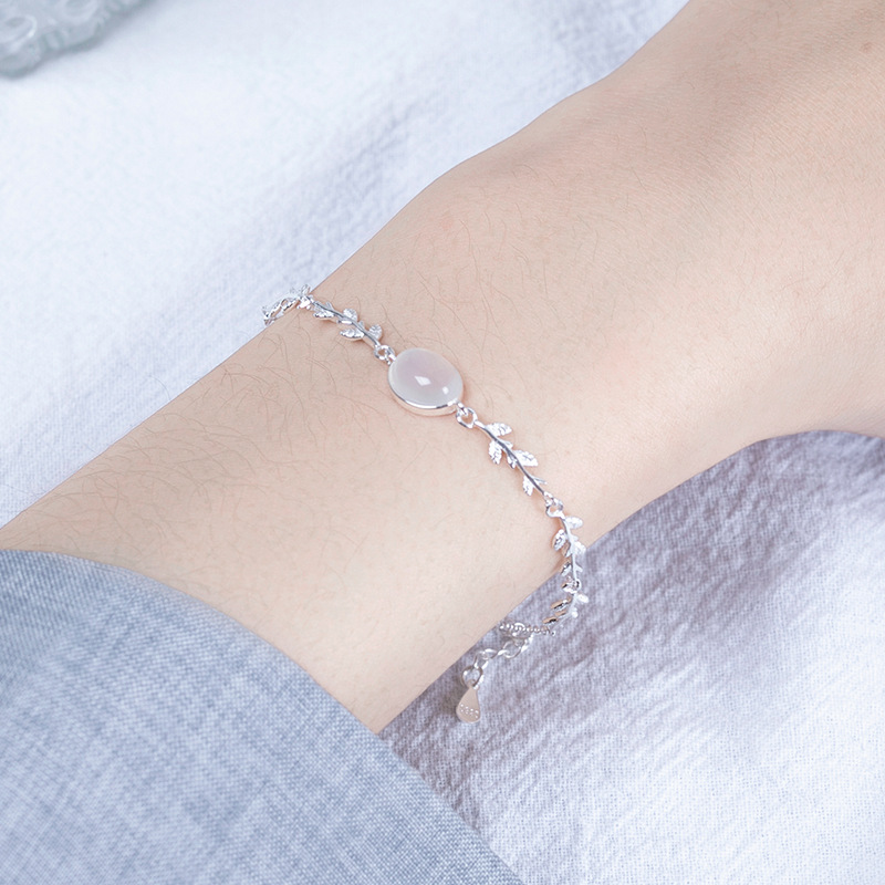 Wanying Jewelry Leaf Bracelet Women's S925 Sterling Silver Korean Style Mori Style Girlfriend Gift ins Cold Style Light Luxury Accessories