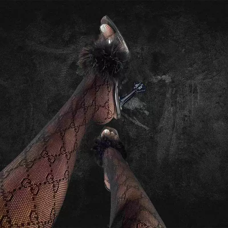 Сексуальные трендовые буквы жаккардовые двойные брюки GG сетка глаз FF сетка брюки женские европейские и американские