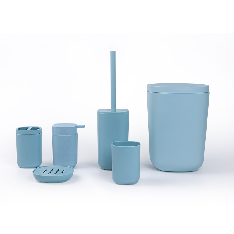 Amazon simple moda Hotel baño suministros Promoción de publicidad de plástico seis piezas Kit de lavado de baño