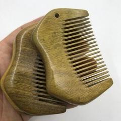 8cm high-quality green sandalwood thickened moon-shaped cat-shaped massage comb. The meridian comb is a creative gift of a whole wooden comb.