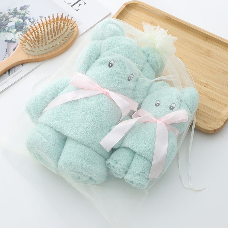 Small Bear Towel Set, High-density Coral Fleece Bath Towel, Absorbent, Cute and Soft, Gift for Supermarkets, Wholesaler Manufacturer Supply