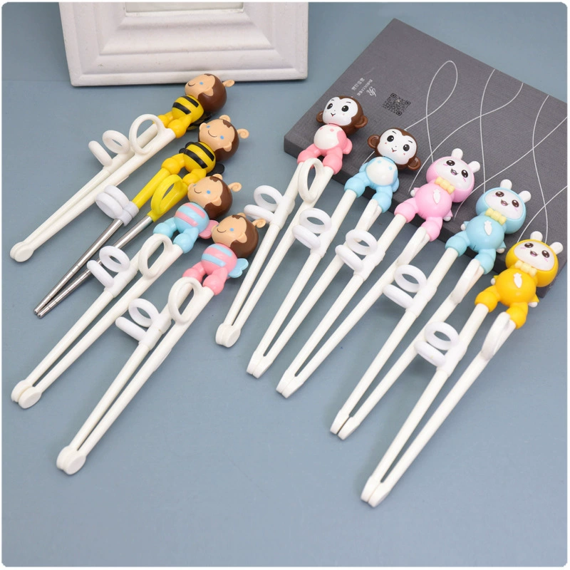 Plastic chopsticks stainless steel for training for early age, 2-10 years, 13 colors