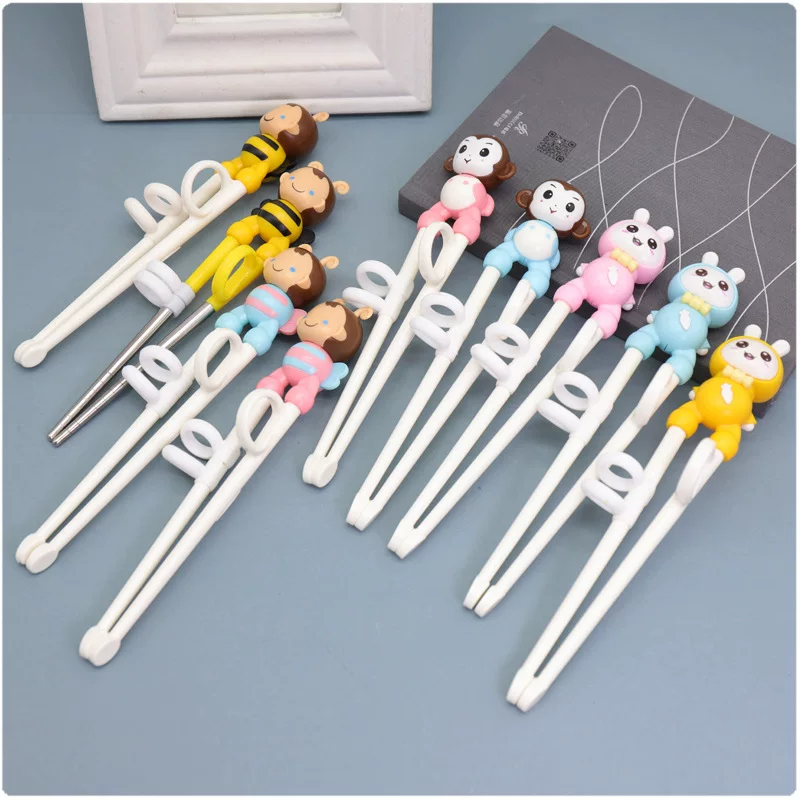 Plastic chopsticks stainless steel for training for early age, 2-10 years, 13 colors