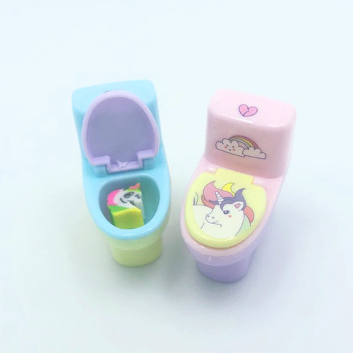 Directly from the manufacturer, creative toilet-shaped pencil sharpener with eraser, pencil sharpener, student school supplies