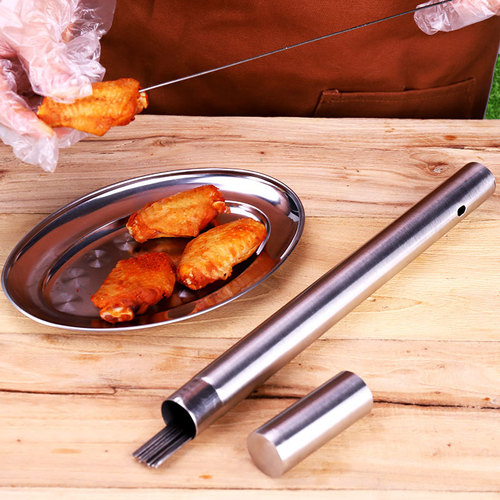 Stainless steel barbecue skewer barrel barbecue skewer barrel recycling iron skewer barrel storage box barbecue needle barrel skewer barrel skewer barrel