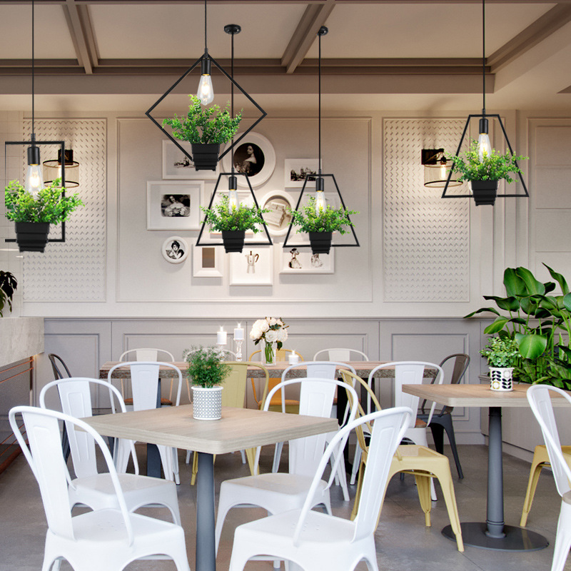 Planta araña sola cabeza simple Arte Creativo tema restaurante Cafe tienda de ropa hierro maceta Lámpara decorativa