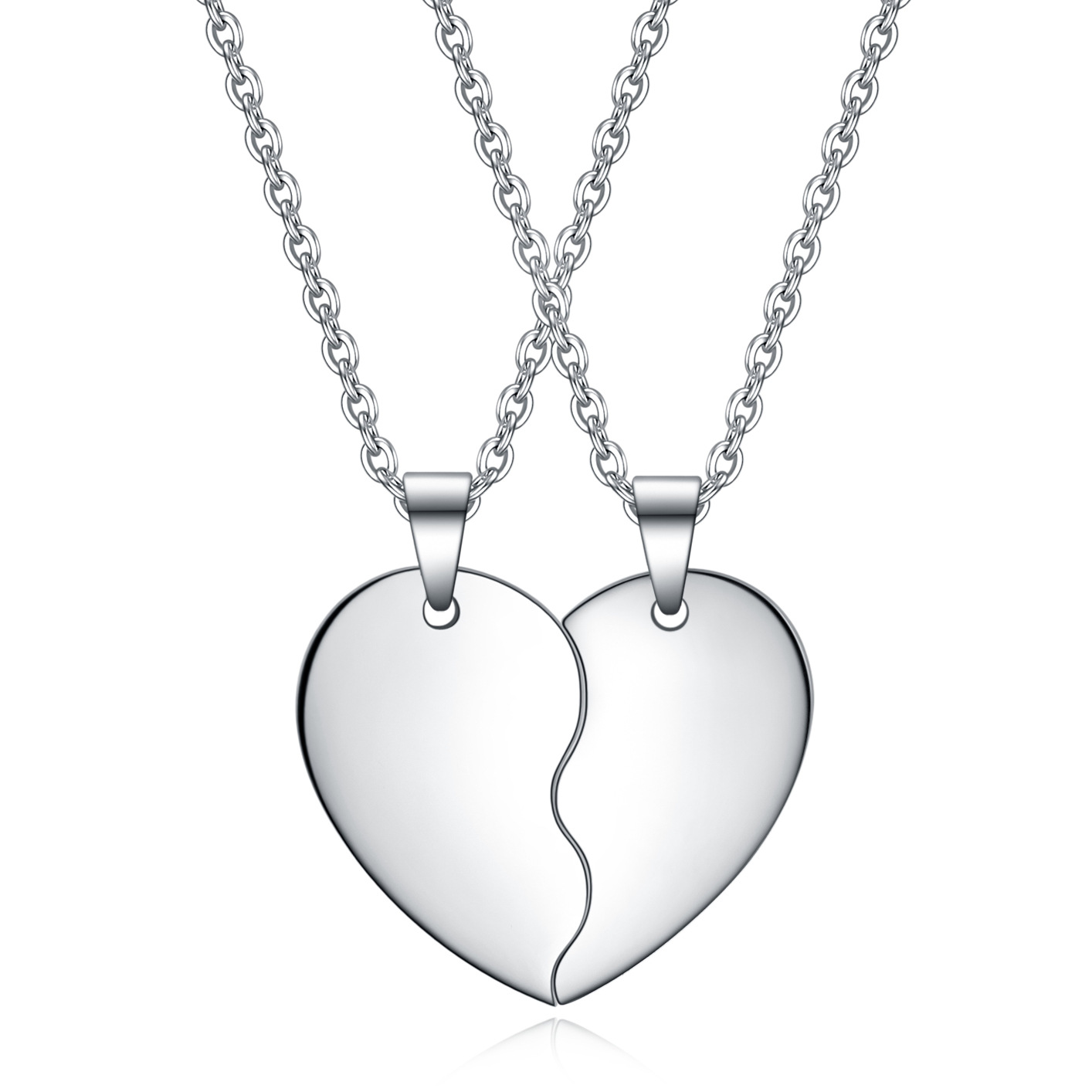 Collier puzzle en acier inoxydable 35 mm en forme de cœur, gravure laser à faire soi-même, pour couple, style simple et tendance, pour femme._voghion.com