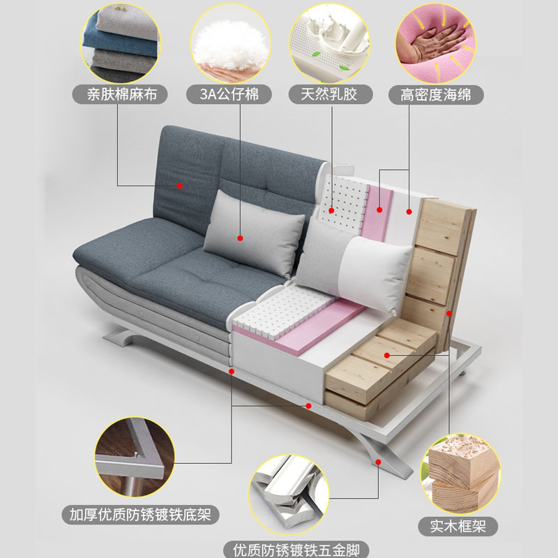 Sofá cama plegable multifuncional, ideal para apartamentos pequeños, sala de estar de doble uso, tamaño para tres personas, venta de fábrica.