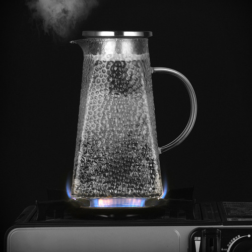 Square hammered cold kettle heat-resistant cold kettle set high borosilicate glass pot household juice pot transparent tie pot