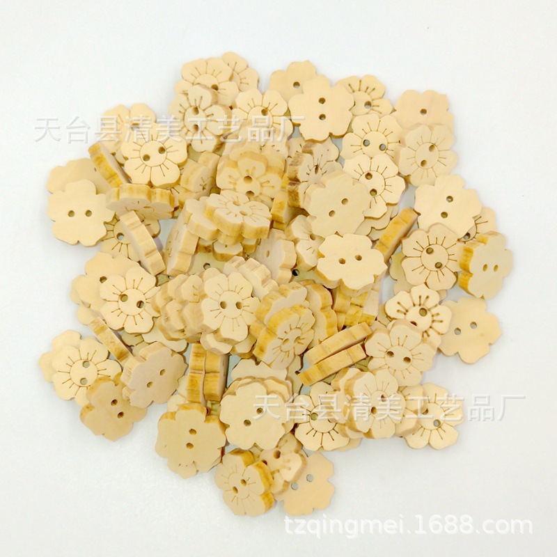 Suministro principal Yiwu Jiashan/botón de la ropa de los niños de madera natural/botón de la flor al por mayor