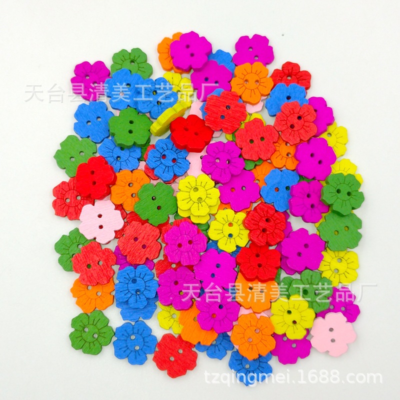 Botones de bricolaje dibujos animados color cinco flores de ciruela hermosa decoración niños color girasol botones 50 por paquete