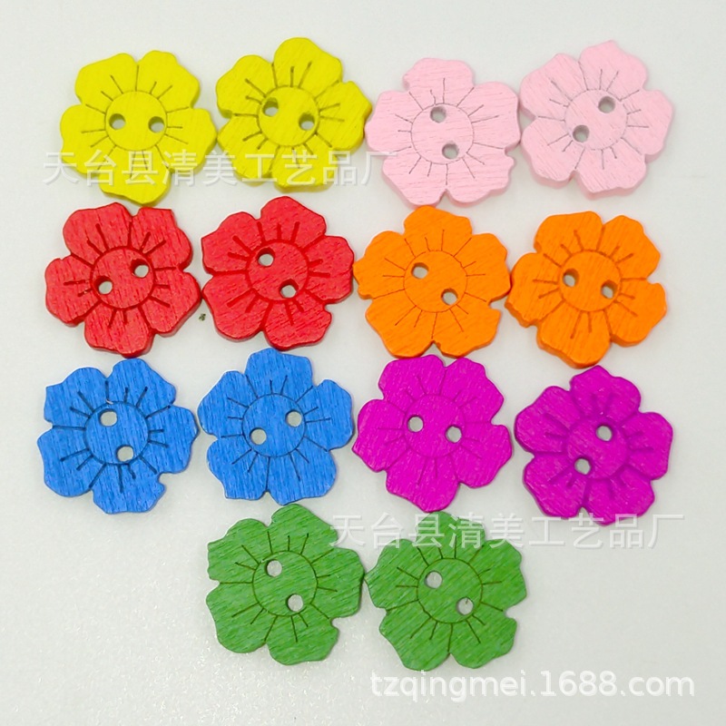 Botones de bricolaje dibujos animados color cinco flores de ciruela hermosa decoración niños color girasol botones 50 por paquete
