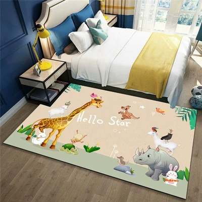 Avtomobil döşəmə paspasları – Living Room Bedroom Bedside Carpet - giraffe-and-rhino-40x-60cm